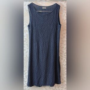 Lina Tomei Italy Women’s M Blue LINEN Floral Embroidered Stretchy Tank Dress